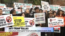Thousands rally in Seoul on first day of Trump's visit