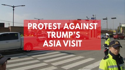 South Koreans and Filipinos protest against Donald Trump's visit