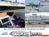 Emerghency Facilities with Doctors Team by Hifly ICU Air Ambulance from Kolkata to Delhi