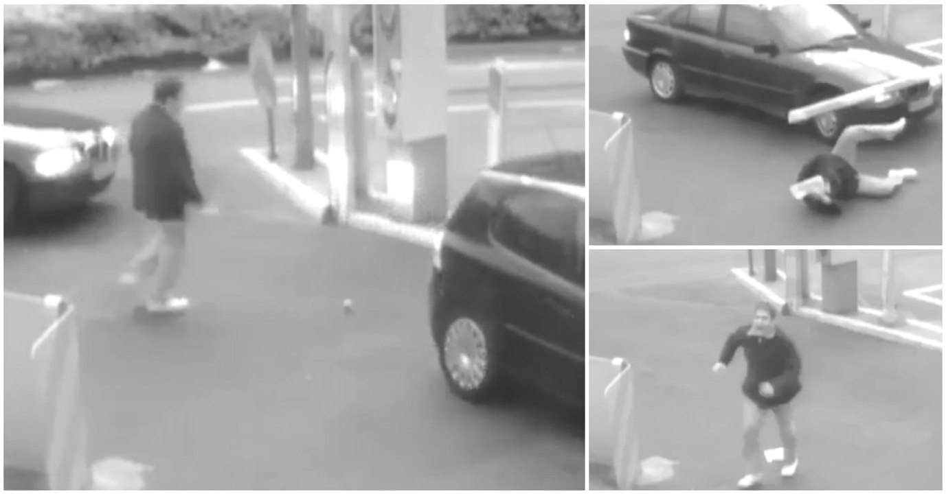 Como um homem recupera rapidamente depois de levar com uma barra automática na cabeça?