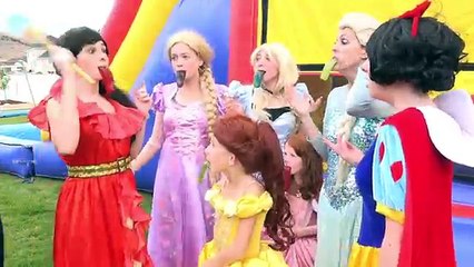 Superhero Compilation! Funny Giant Gummy Joker Tongue Prank w/ Giant Bouncehouse w/ Ariel & Elsa!