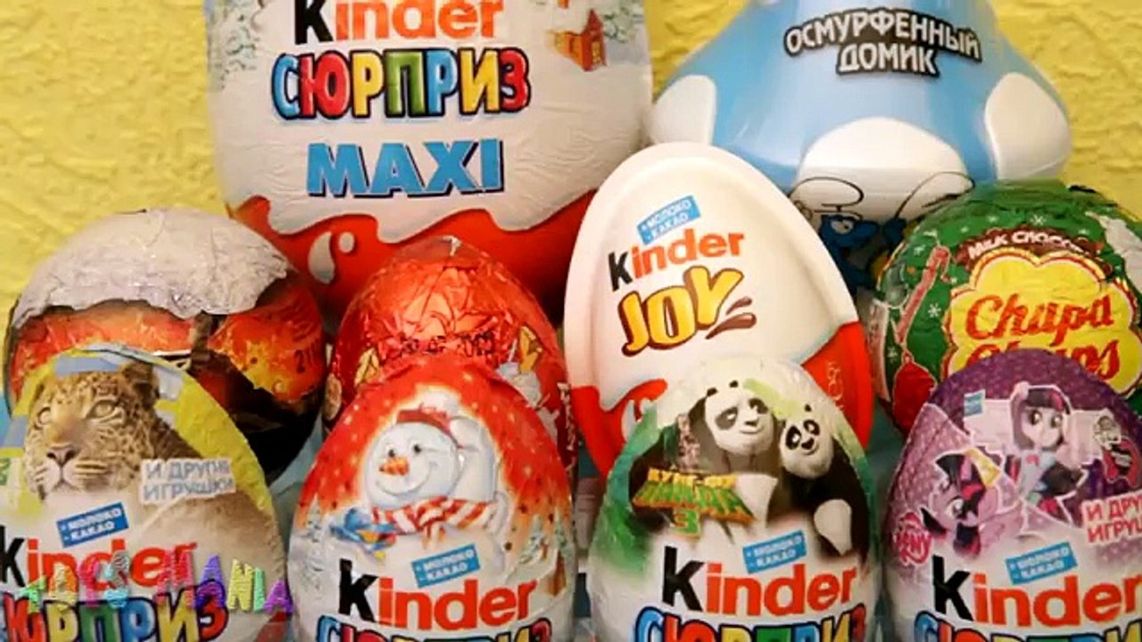 Surprise Eggs Unboxing: Kinder Surprise, Kinder MAXI, My Little Pony, The Smurfs, Kung Fu Panda 3