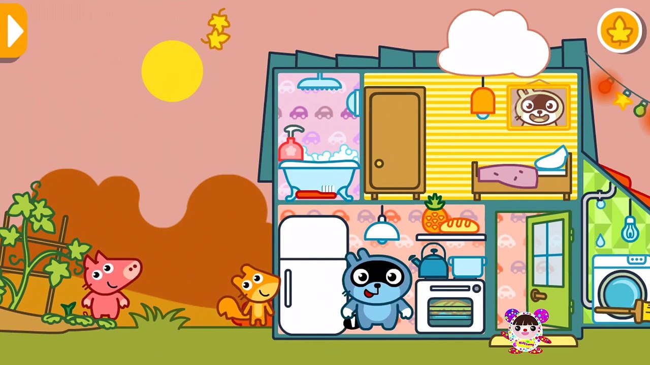 Squirrel and Pig Swimming at Panda Home funny video for kids