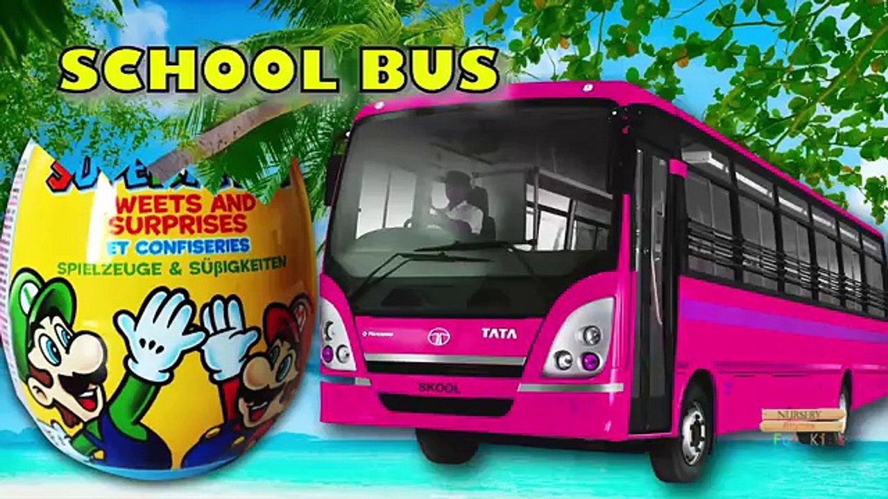 Super mario Surprise eggs Street Vehicles names for Kids - Wild animals Finger family Rhymes 3D