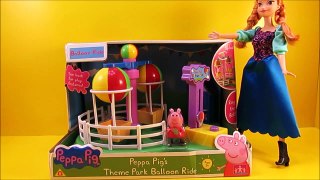 New Peppa Pig Balloon Ride Theme Park With Disney Frozen Anna Play Doh Surprise Unboxing WD Toys