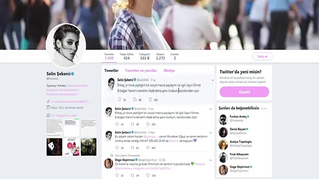 Selin Şekerci Twitter'dan Emine Erdoğan’a özür tweete attı