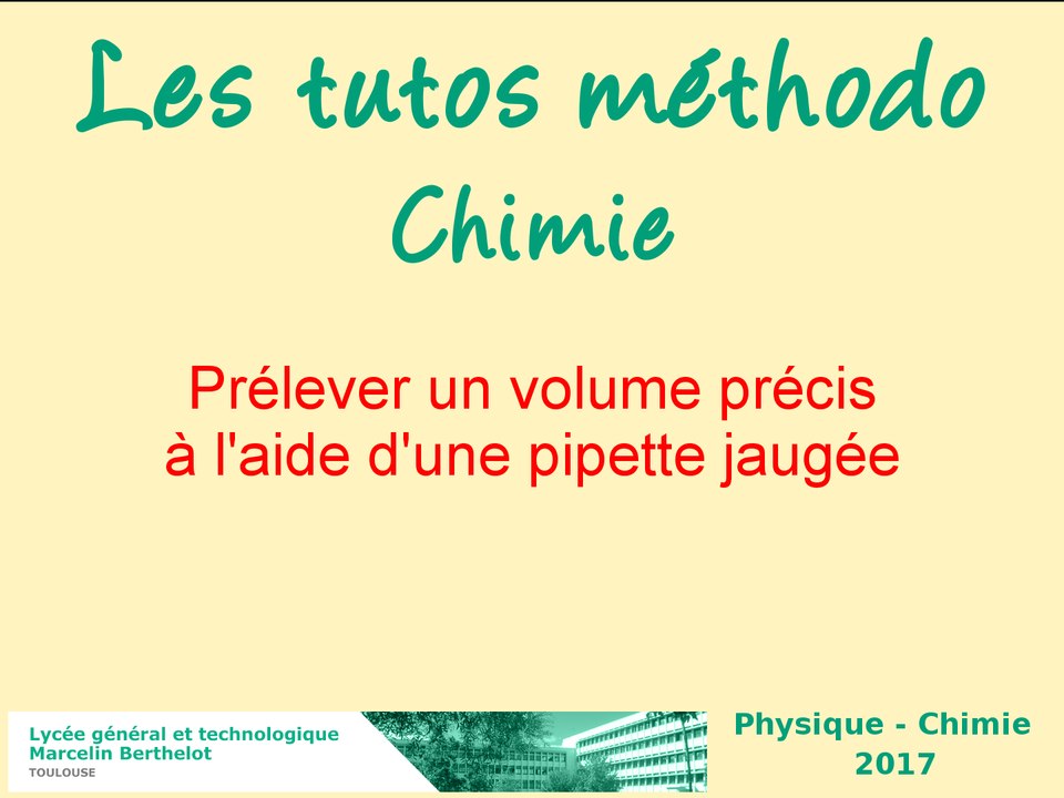 Comment prélever un volume précis : la pipette jaugée.