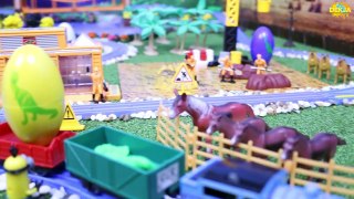 รถไฟและมินเนี่ยน แกะไข่เซอร์ไพรส์ไดโนเสาร์ รถก่อสร้าง รถแมคโคร Thomas & Friends Toy Train
