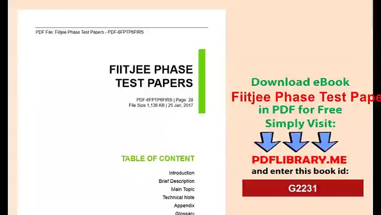 Fiitjee Phase Test Papers