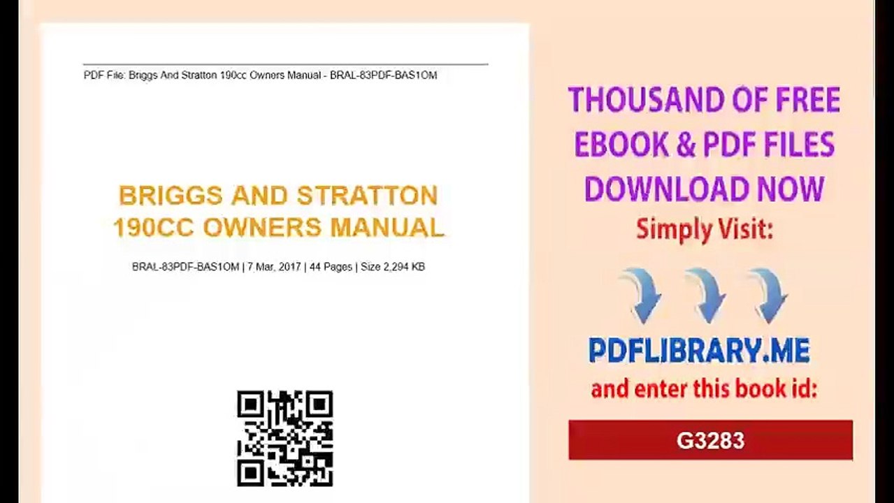 Briggs And Stratton 190cc Owners Manual