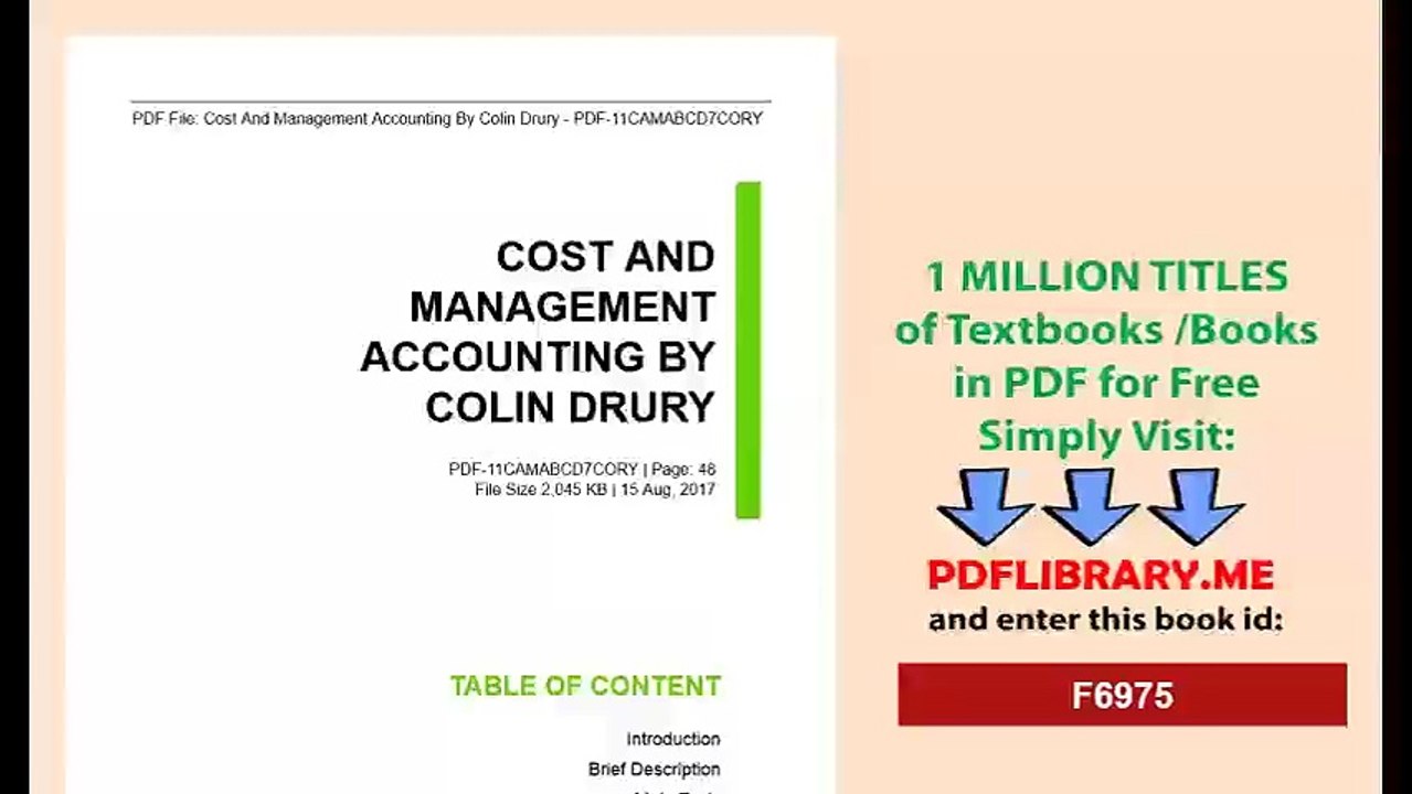 Cost And Management Accounting By Colin Drury