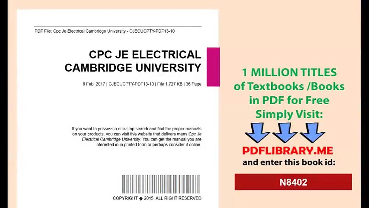 Cpc Je Electrical Cambridge University