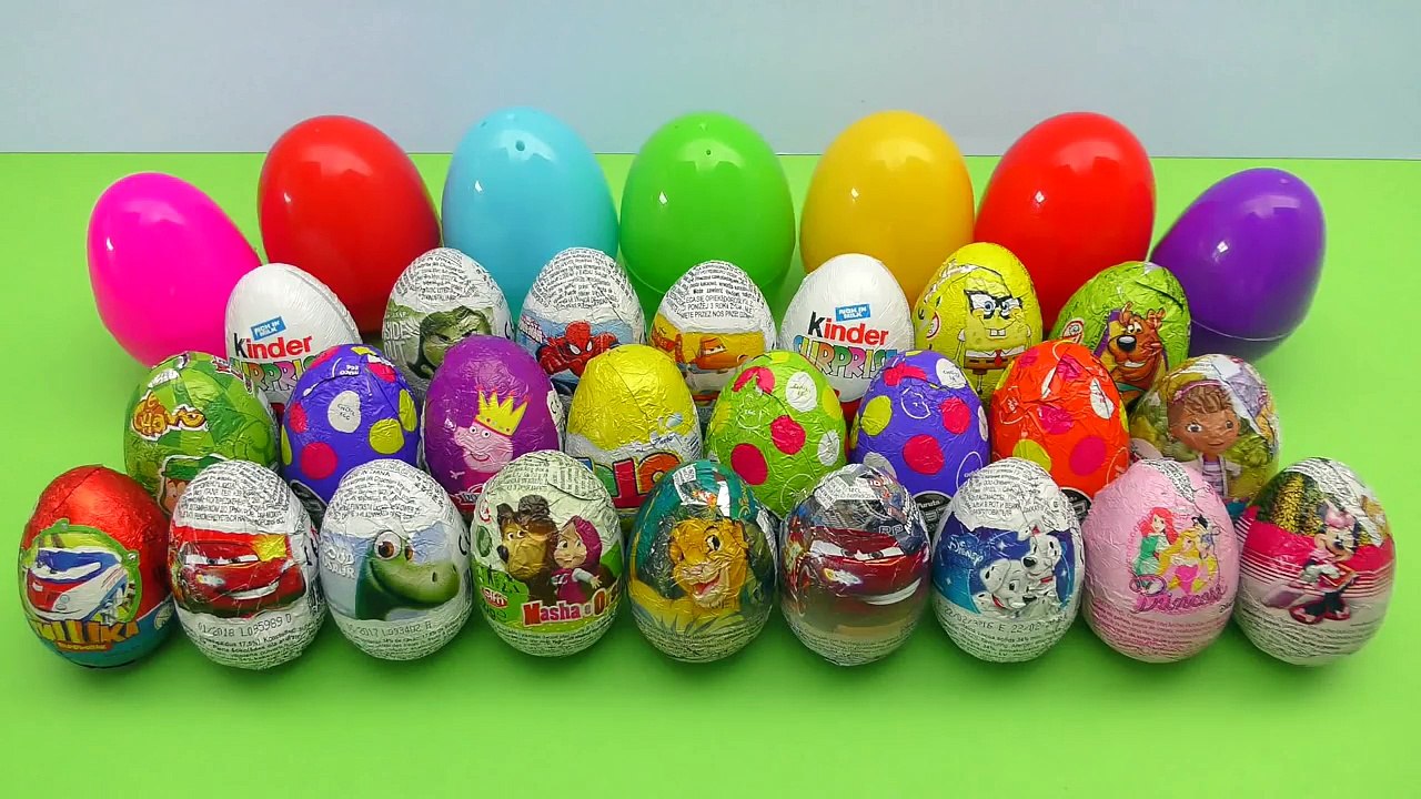 93 Surprise Eggs, Kinder Surprise Свинка Пеппа Маша и Медведь Cars 3 Disney Pixar Eggs
