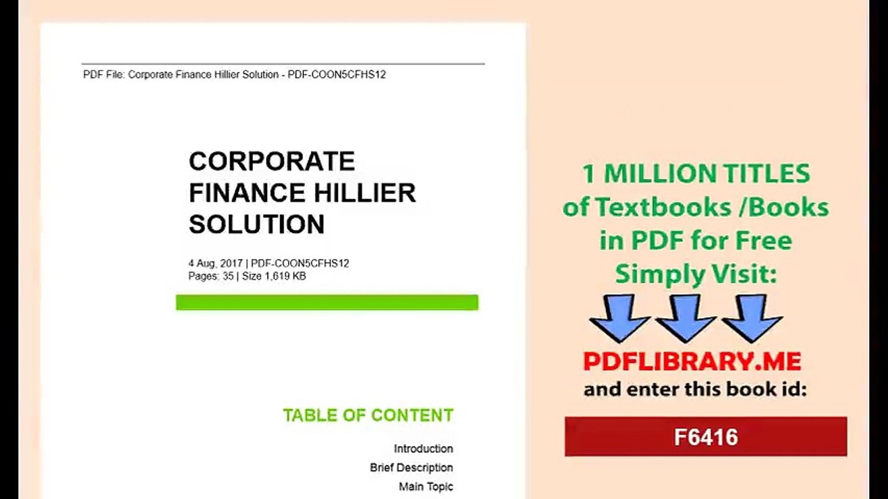 Corporate Finance Hillier Solution