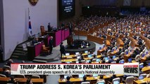U.S. President Donald Trump makes speech at S. Korea's National Assembly