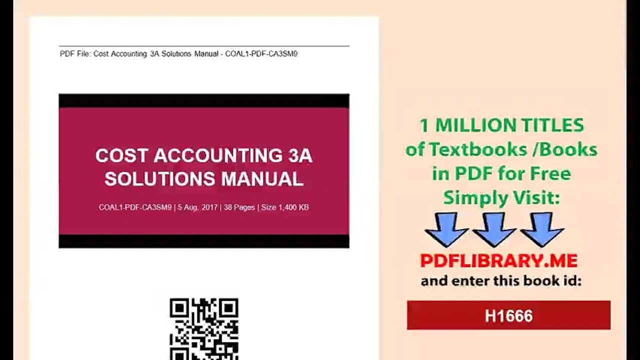 Cost Accounting 3A Solutions Manual
