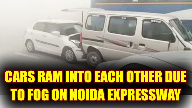 Noida - Agra Expressway witness huge pile up of cars due to fog, Watch Video | Oneindia News