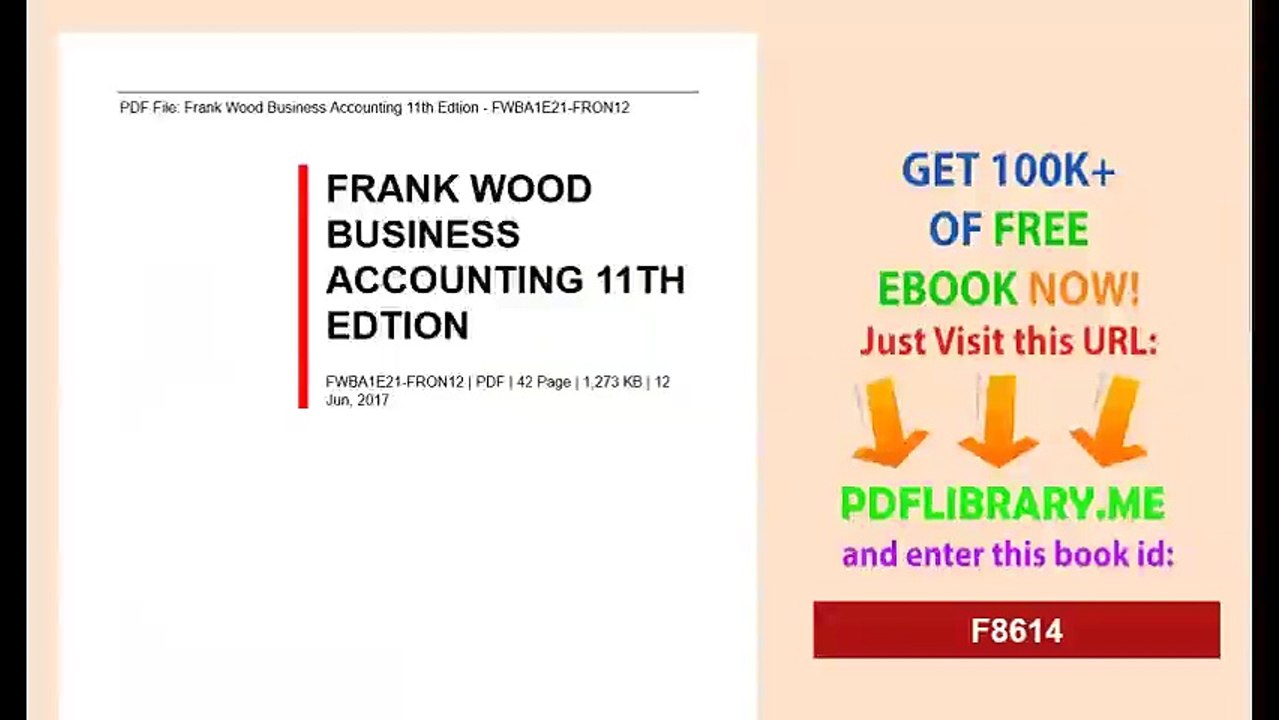 Frank Wood Business Accounting 11th Edtion