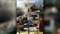 While Recording House Fire, Neighbor Captures Moment Firefighter Falls from Roof