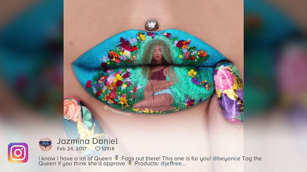 Woman turns her lips into amazing pieces of art