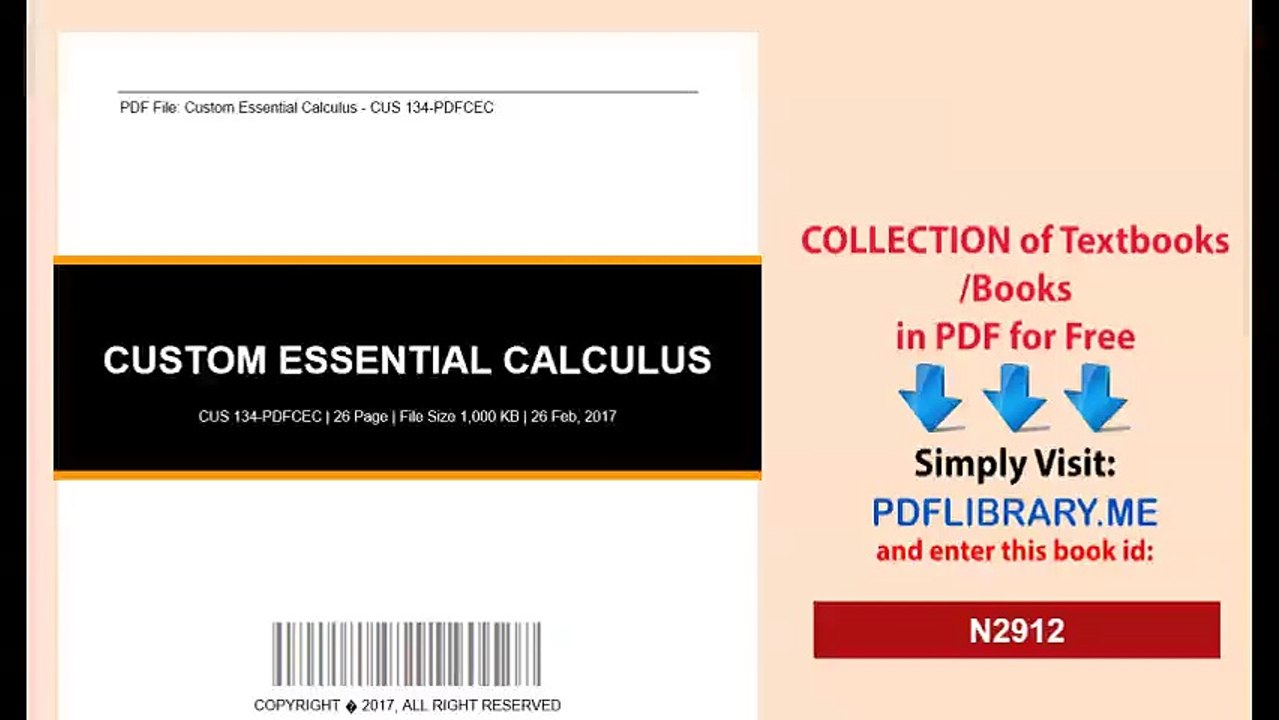 [PDF] Custom Essential Calculus [D0WNL04D]