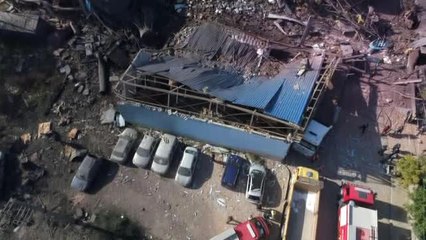 Bursa'da Patlama Bölgesi Havadan Görüntülendi