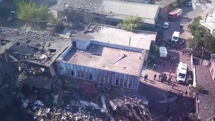 İplik-boya Fabrikasında Patlama Havadan Görüntülendi