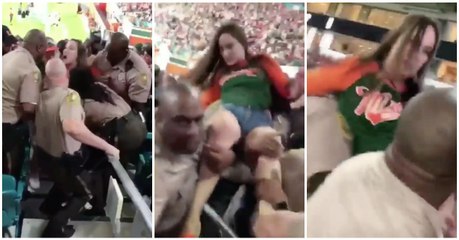Rapariga agride polícia no momento em que é expulsa de um estádio mas recebe resposta imediata