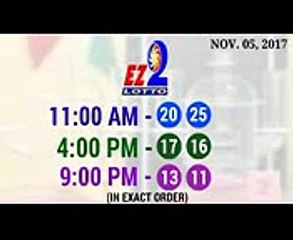 PCSO Lotto Results November 5, 2017 (EZ2, Swertres, 649 & 658)