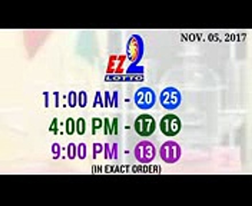 PCSO Lotto Results November 5, 2017 (EZ2, Swertres, 649 & 658)