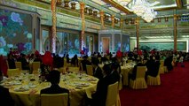 President Donald J. Trump and first lady Melania Trump attend a state dinner in Beijing, China.