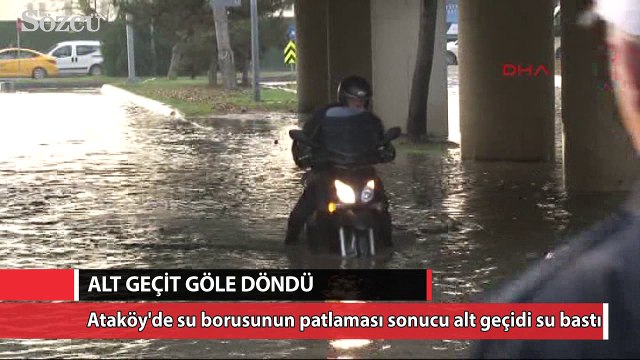 Ataköy'de alt geçidi su bastı araçlar mahsur kaldı
