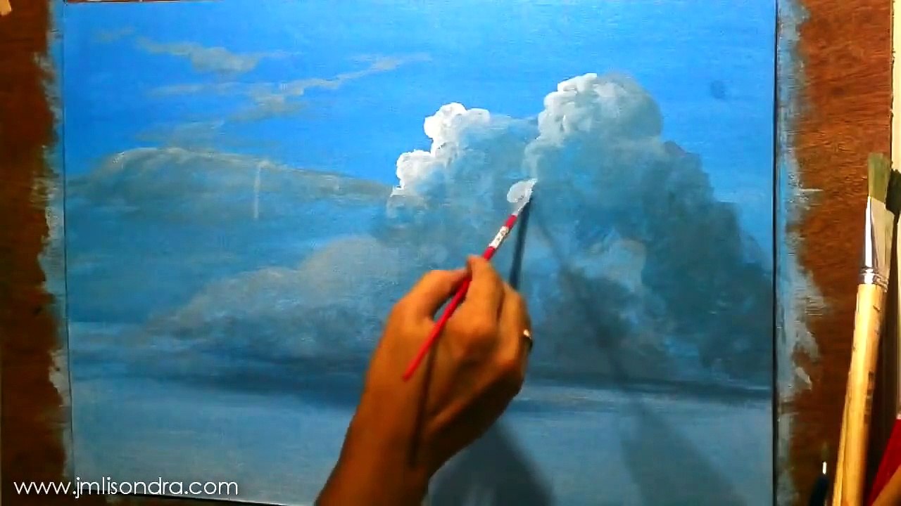 How to Paint Clouds in Acrylic - Instructional Painting Lesson by JM Lisondra