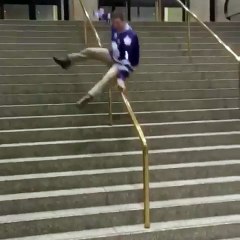 Drunk Hockey Fan Tries To Slide The Rail