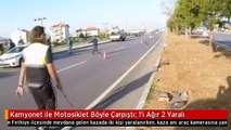 Kamyonet ile Motosiklet Böyle Çarpıştı: 1'i Ağır 2 Yaralı