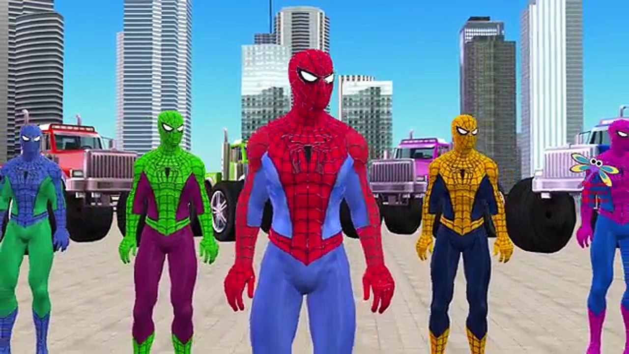 Colors Spiderman Finger Family Five Little Monkeys Jumping On The Bed Nursery Rhymes Collection