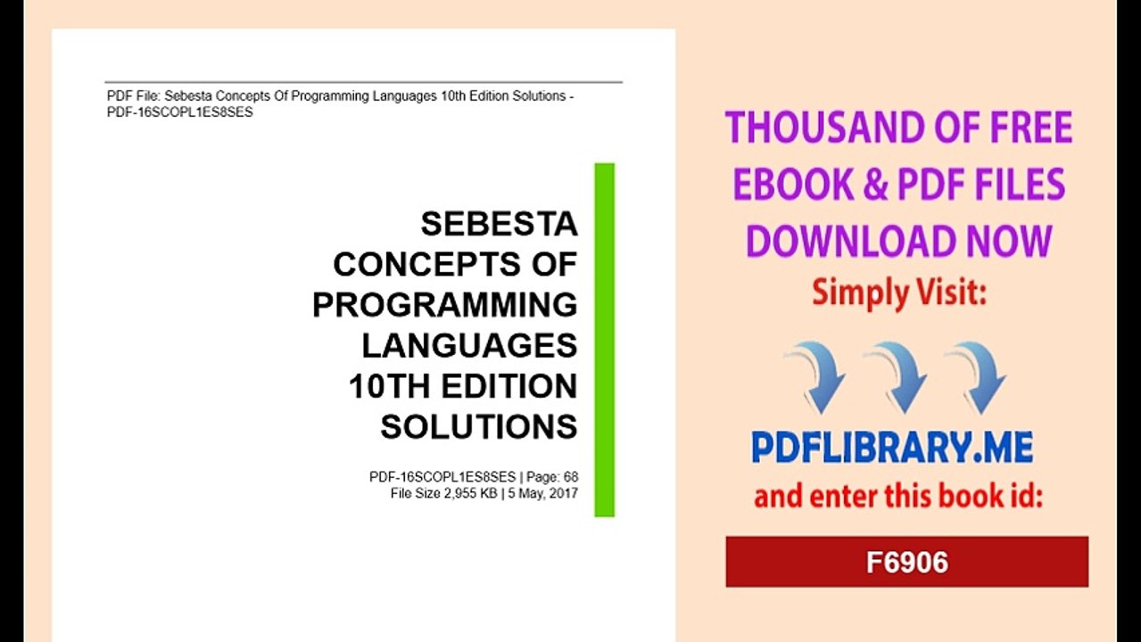 Sebesta Concepts Of Programming Languages 10th Edition Solutions