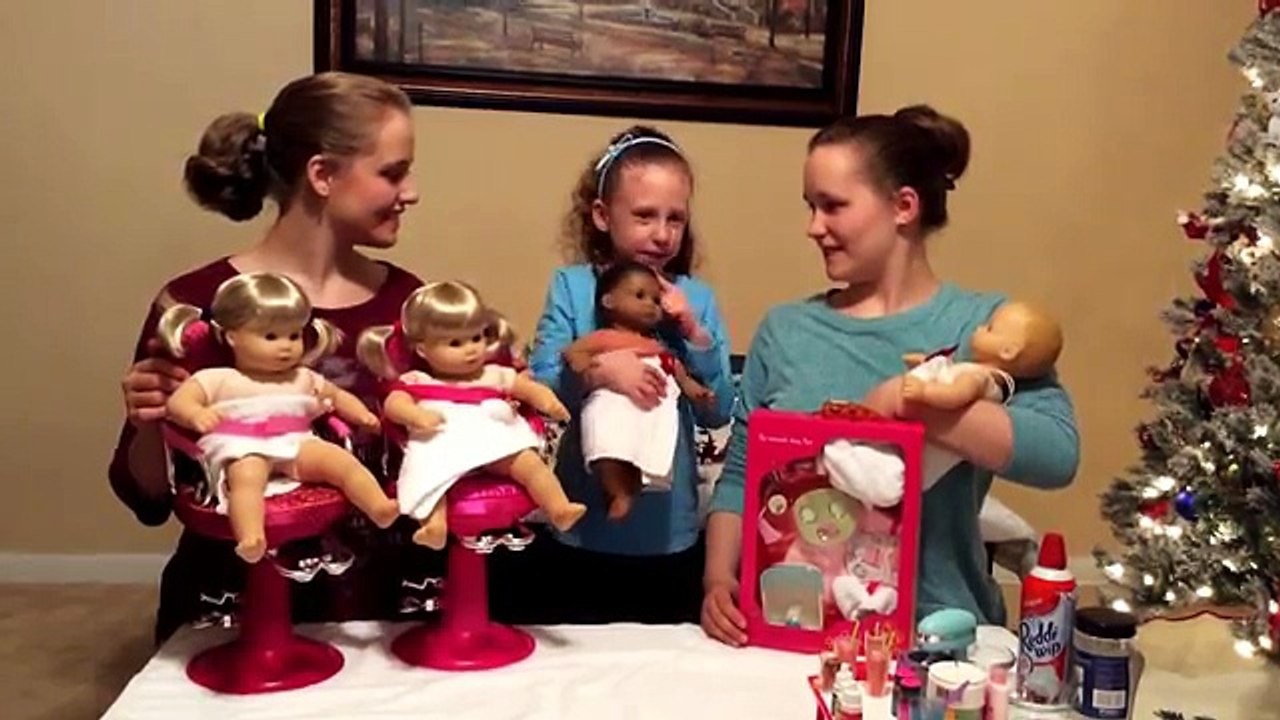 American Girl Dolls Bitty Baby Adeline, Bitty Baby Kennedy & Bitty Twins Piper & Kayley Spa Day Fun!
