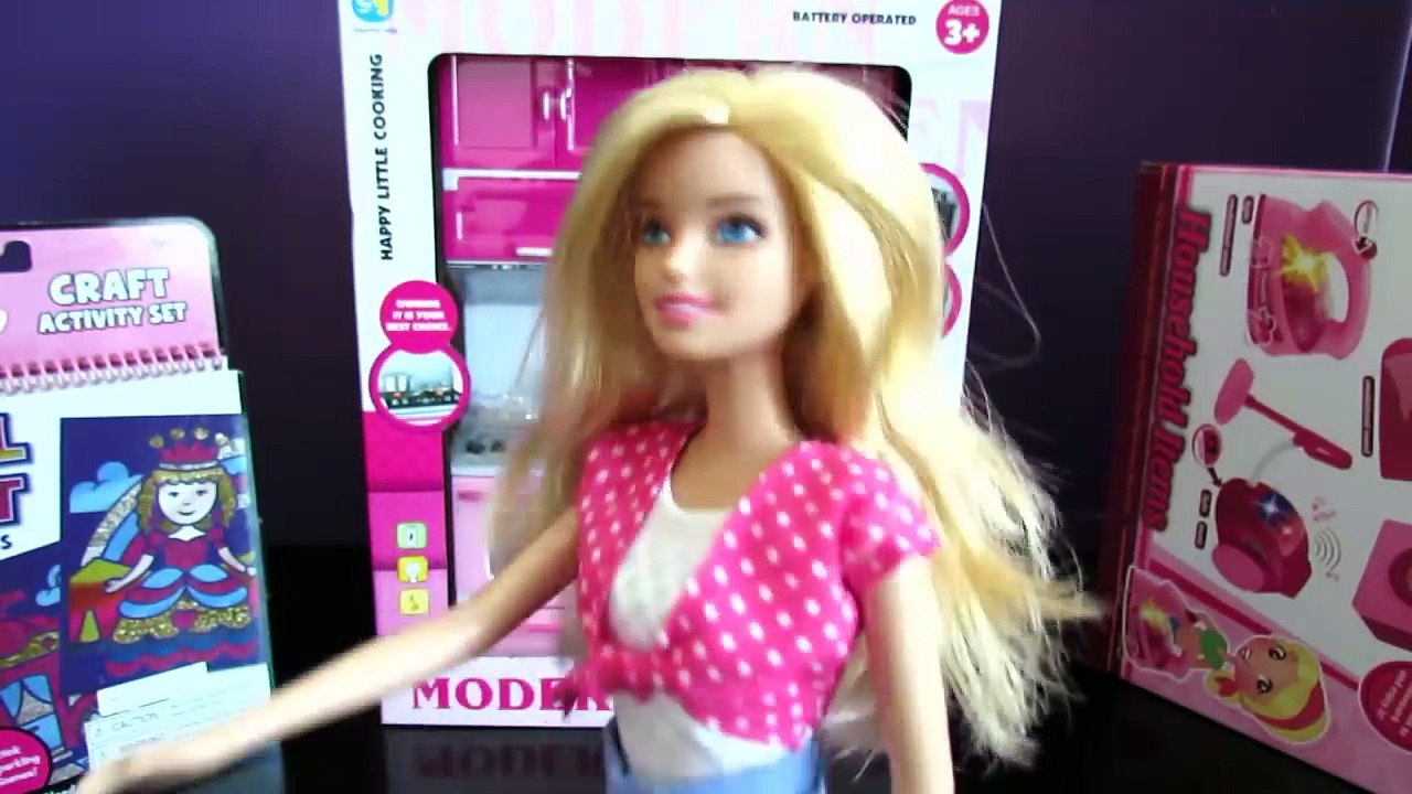 باربي ولعبة المطبخ و-ألعاب بنات-ألعاب أطفال-Barbie & the modern kitchen toy set-v120