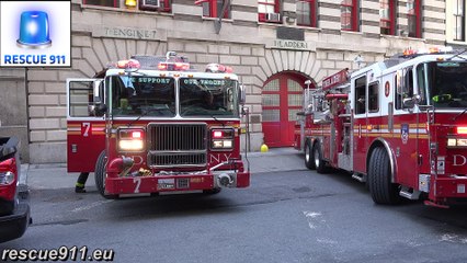 FDNY - Full house response - Engine 7 + Ladder 1 + Battalion 1 - MOVE AWAY!