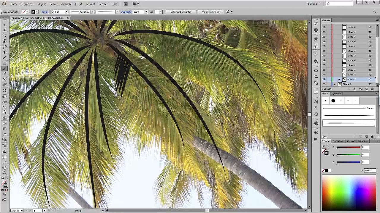 How to draw a palm tree in Adobe Illustrator
