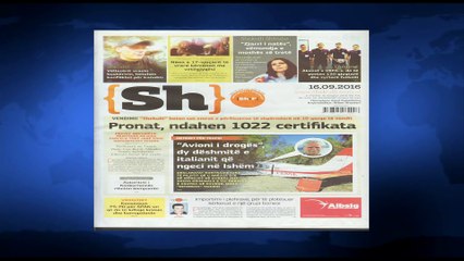 SHTYPI I DITES ME TITUJT KRYESORE TE FAQEVE TE PARA TE GAZETAVE SHQIPTARE E PREMTE 16 SHTATOR 2016 L