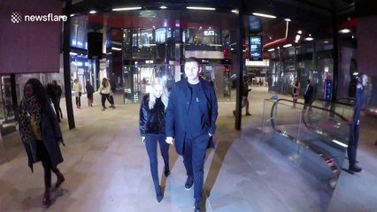 Professor Green departs One New Change in London with girlfriend