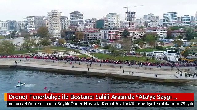 Drone) Fenerbahçe ile Bostancı Sahili Arasında Ata'ya Saygı Zinciri Oluşturuldu - İstanbul