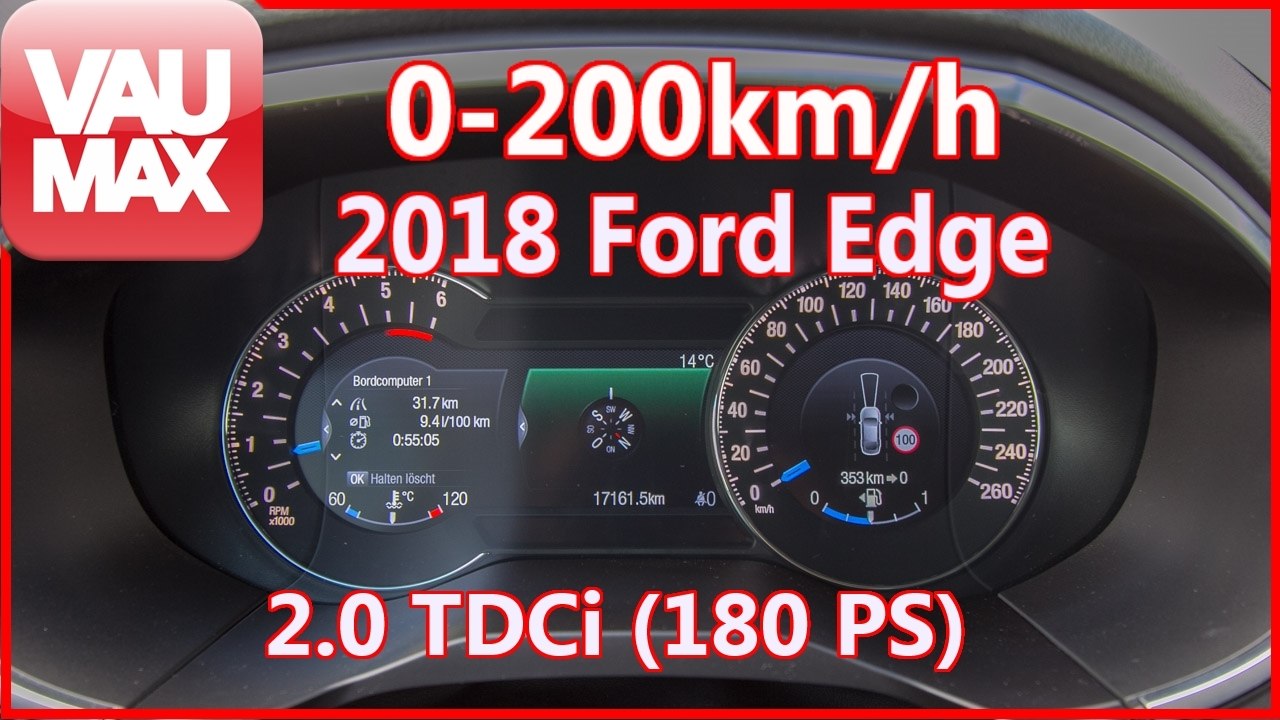 Beschleunigung 0-200 km/h / 2018 FORD Edge 2.0 TDCi (180 PS) / Tachovideo / Acceleration / 0-120mph