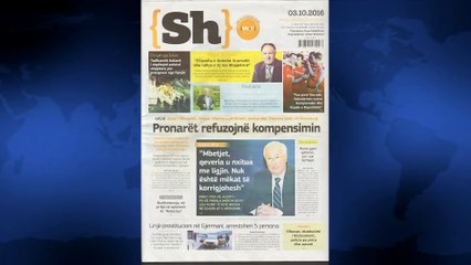 SHTYPI I DITES ME TITUJT KRYESORE TE FAQEVE TE PARA TE GAZETAVE SHQIPTARE 3 TETOR 2016 LAJM