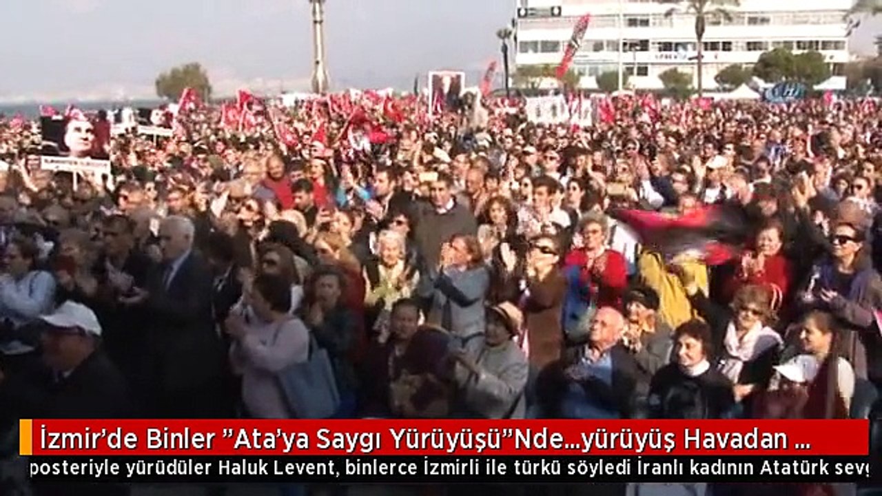 İzmir'de Binler "Ata'ya Saygı Yürüyüşü"Nde...yürüyüş Havadan Görüntülendi