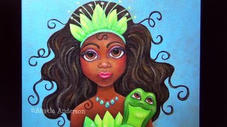 Tiana (Princess and the Frog) Acrylic Painting | Big Eye Disney Princesses Art Crawl Collab