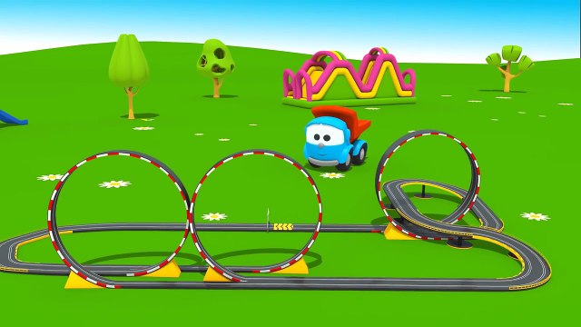 Leo the Truck. Animation for Kids and Construction Cartoon. Leo the Truck builds a RaceTrack.-gEmVQu1WwaQ