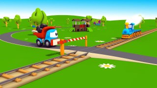 Leo the Truck. Car cartoon and animation for kids. Leo the truck and Logging truck.-Qu9kwFiBVH4
